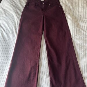 Women's Burgundy Wide-Leg Jeans